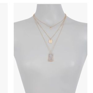 MELROSE AND MARKET Druzy Stone Pendant & Charm Layered Necklace